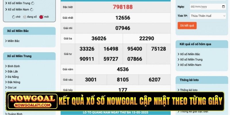 Kết quả xổ số Nowgoal cập nhật theo từng giây