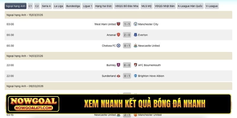 Xem nhanh kết quả bóng đá nhanh